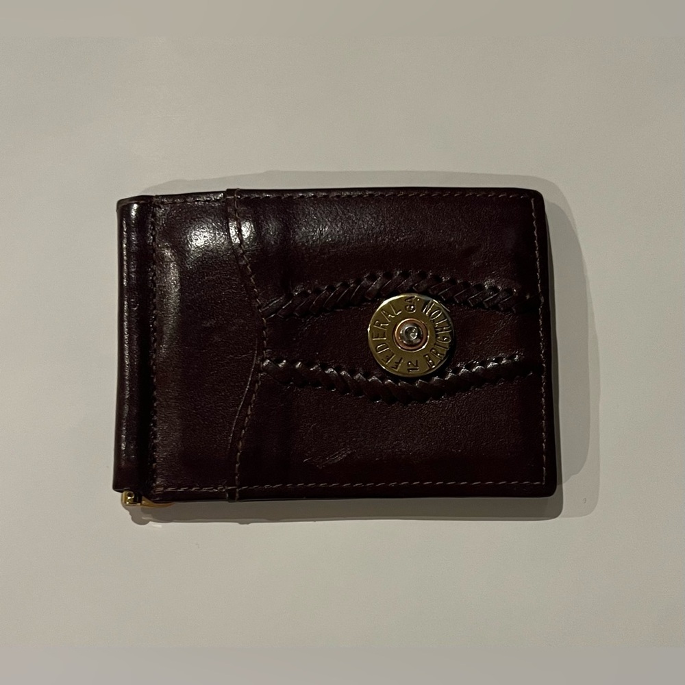 Brighton Macon County money clip brown leather wallet